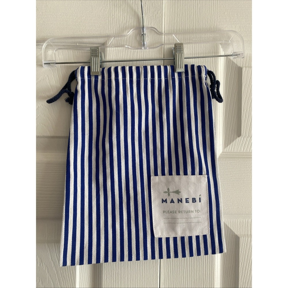 Manebi Bag Canvas Blue Striped Duster Bag Travel on Go -Set of Two Drawstring